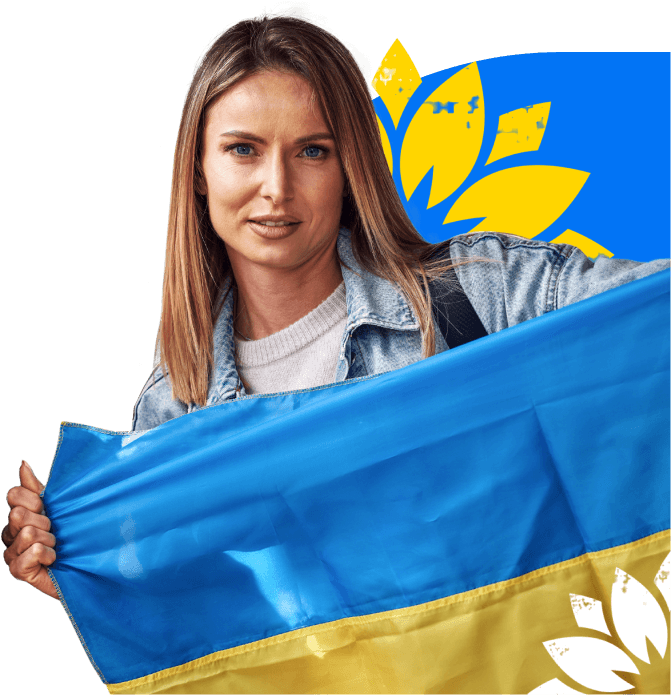 Woman with Ukrainian Flag